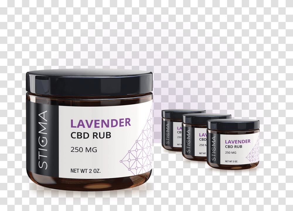 Lavender Cbd Rub 4 Pack Cream, Label, Text, Cosmetics, Tabletop Transparent Png