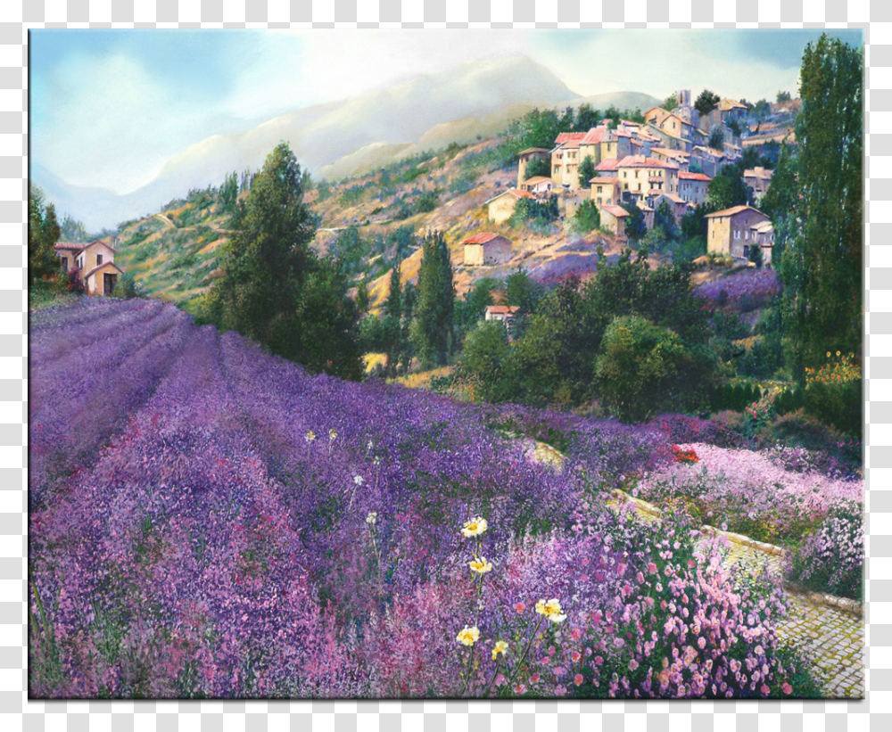 Lavender Field Canvas Painting, Outdoors, Plant, Nature, Countryside Transparent Png