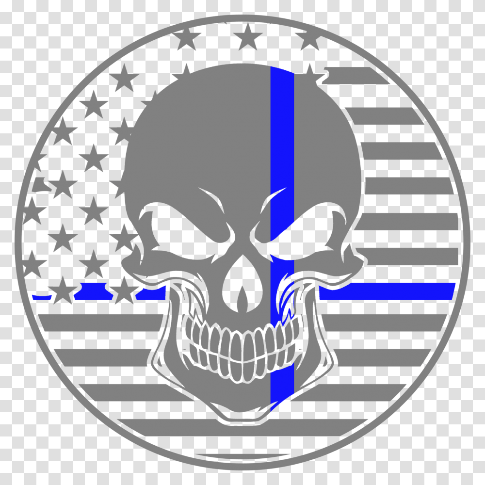 Law Enforcement Thin Blue Line Skull, Plot, Diagram, Plan Transparent Png