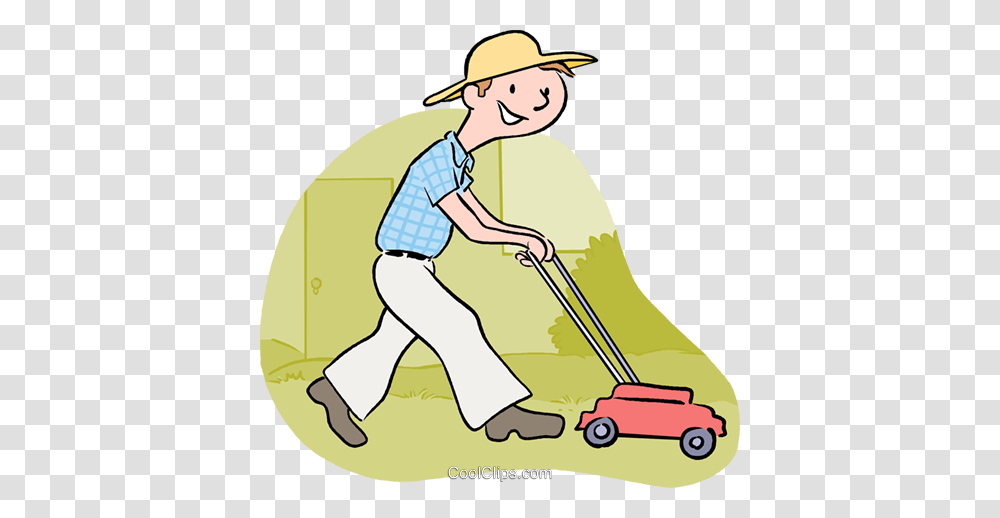 Lawn Mowers Royalty Free Vector Clip Art Illustration, Hat, Apparel, Person Transparent Png