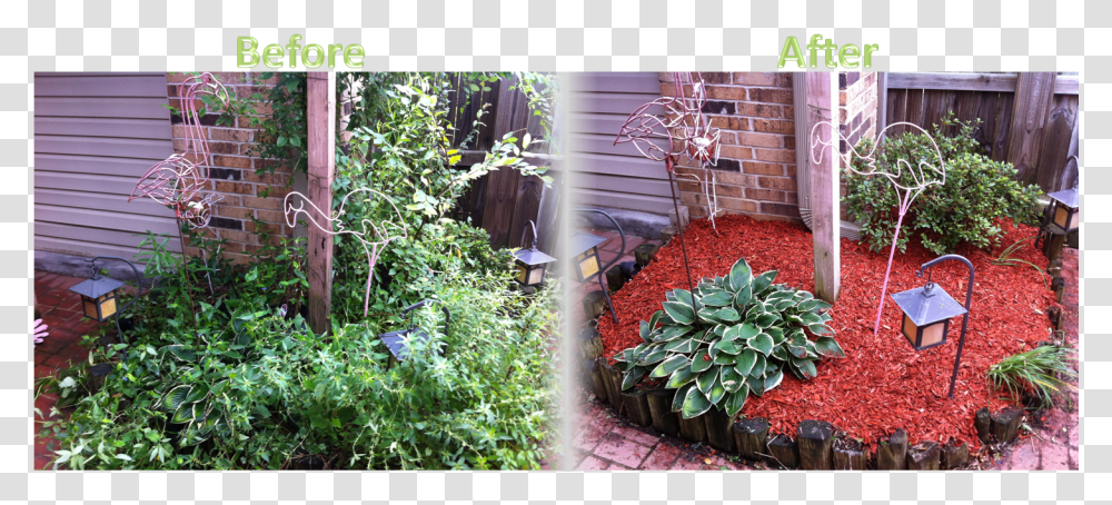 Lawnserve Of Ar Mulch Before And After Flower Bed Mulch Before And After, Plant, Brick, Home Decor, Garden Transparent Png