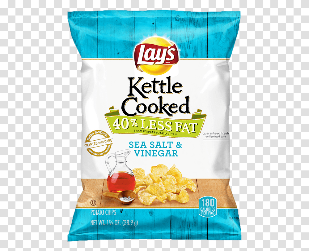 Lay's Kettle Cooked 40 Less Fat Sea Salt Amp Vinegar Lay's Kettle Cooked Salt And Vinegar, Food, Plant, Snack, Mayonnaise Transparent Png