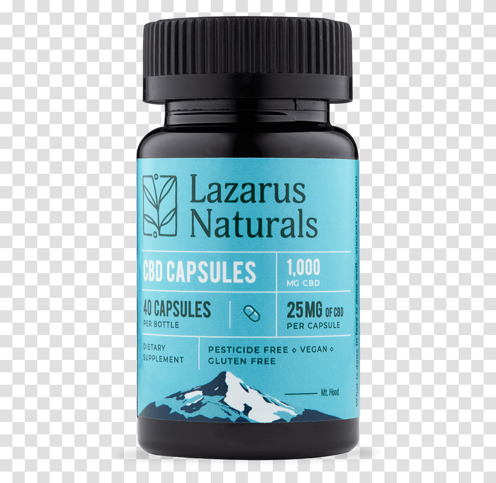 Lazarus Naturals 25mg Full Spectrum Cbd Capsules Lazarus Naturals Capsules, Cosmetics, Bottle, Beer, Alcohol Transparent Png