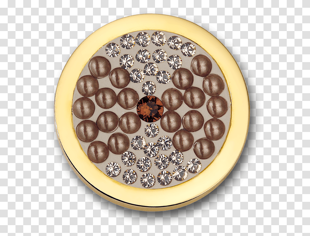 Lazo Smokey Stainless Steel Gold Plated Disc With Swarovski Circle, Chocolate, Dessert, Food, Fudge Transparent Png
