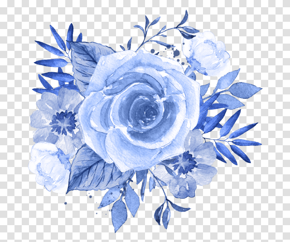 Lbloom Flower Blue Frame Border Flowers White Blue Flower Watercolor Clipart, Floral Design, Pattern, Rose Transparent Png