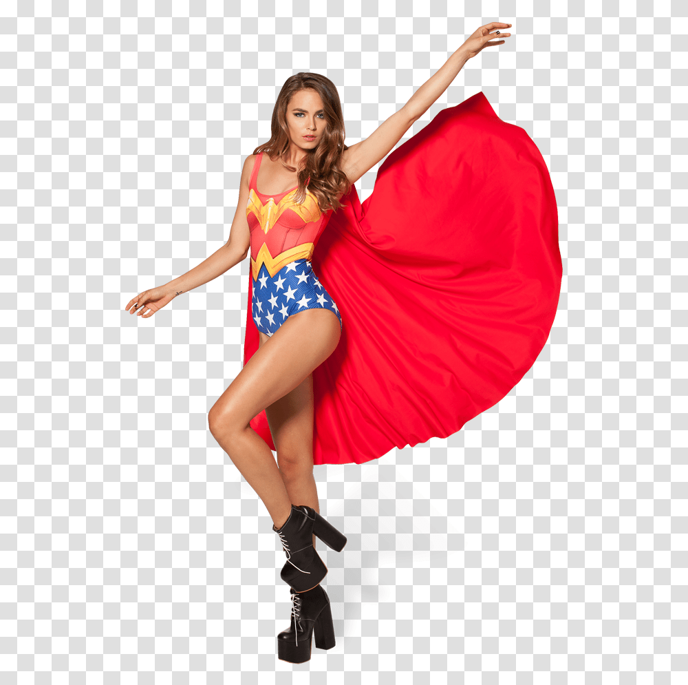 Lc Her 007 Wonderwomancapesuit 2 Web Wonder Woman Long Cape, Dance Pose, Leisure Activities, Person Transparent Png