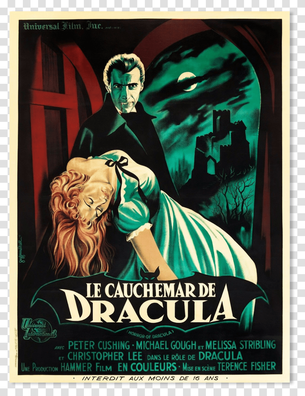 Le Cauchemar De Dracula Vintage Movie Poster Art Posters Horror Of Dracula Movie Poster, Advertisement, Person, Human, Flyer Transparent Png