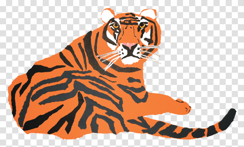 Le Tigre Collage Work Tiger With Paper, Wildlife, Mammal, Animal Transparent Png