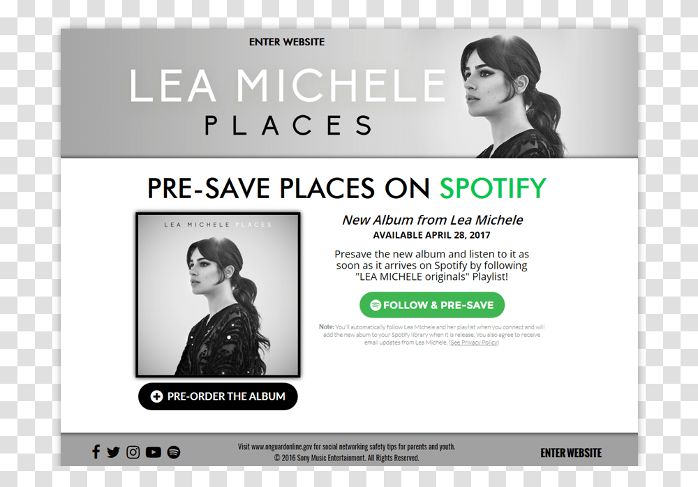 Lea Michele Presave For Spotify Spotify Pre Save Campaign, Person, Poster, Advertisement, Flyer Transparent Png