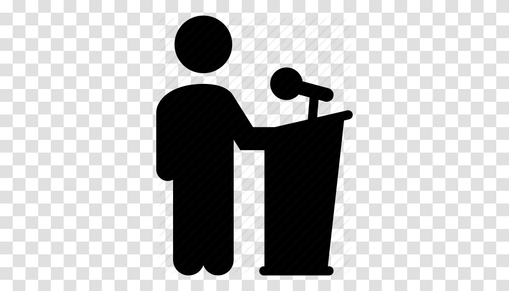 Leader Man Microphone Person Podium Speaker Speech Icon, Piano, Crowd, Silhouette Transparent Png