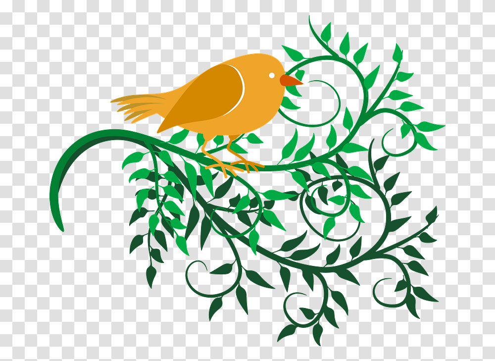 Leaf Branch Logo Clipart Illustration, Canary, Bird, Animal, Finch Transparent Png