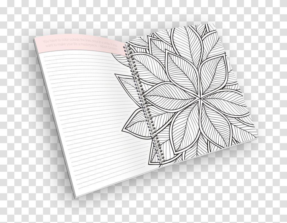 Leaf Outline Open Spiral Bound Coloring Journal Paper, Doodle, Drawing, Book Transparent Png