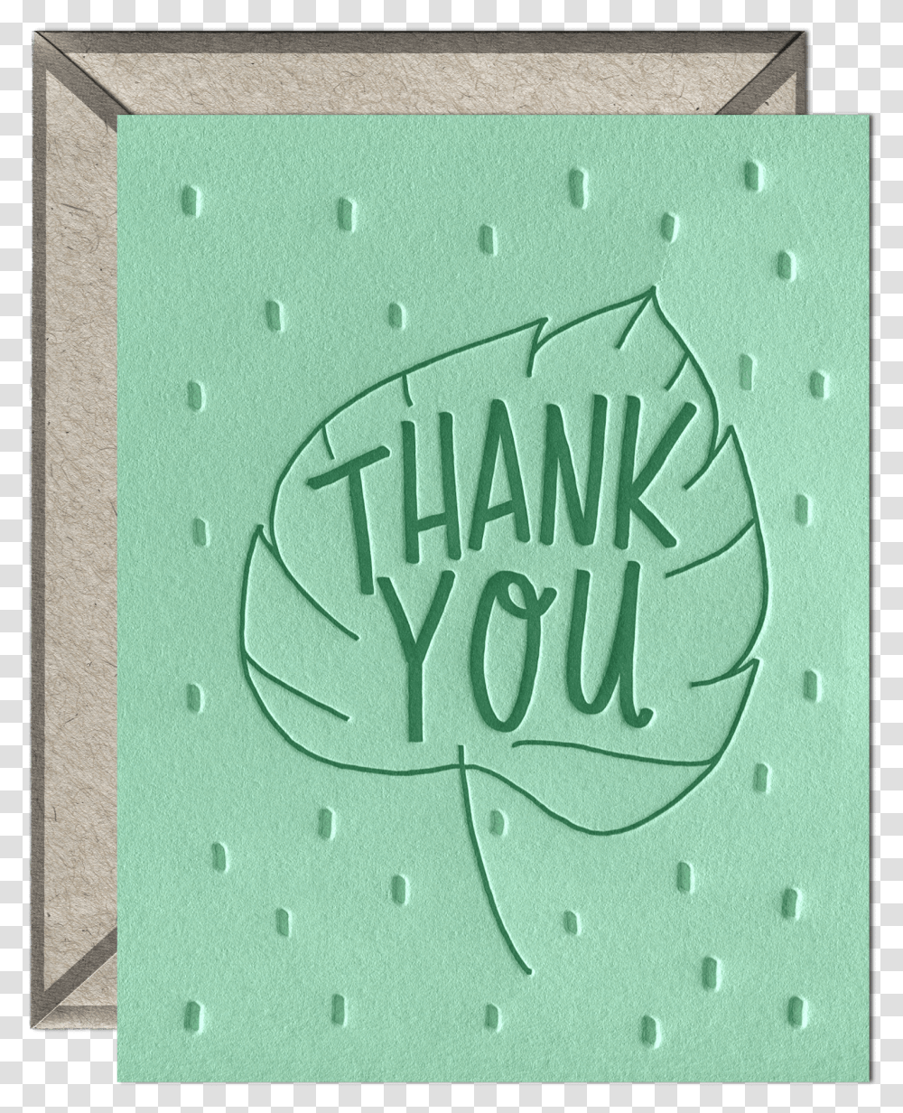 Leaf Thank You Letterpress Greeting Card With Envelope Calligraphy, Rug, Word, Handwriting Transparent Png