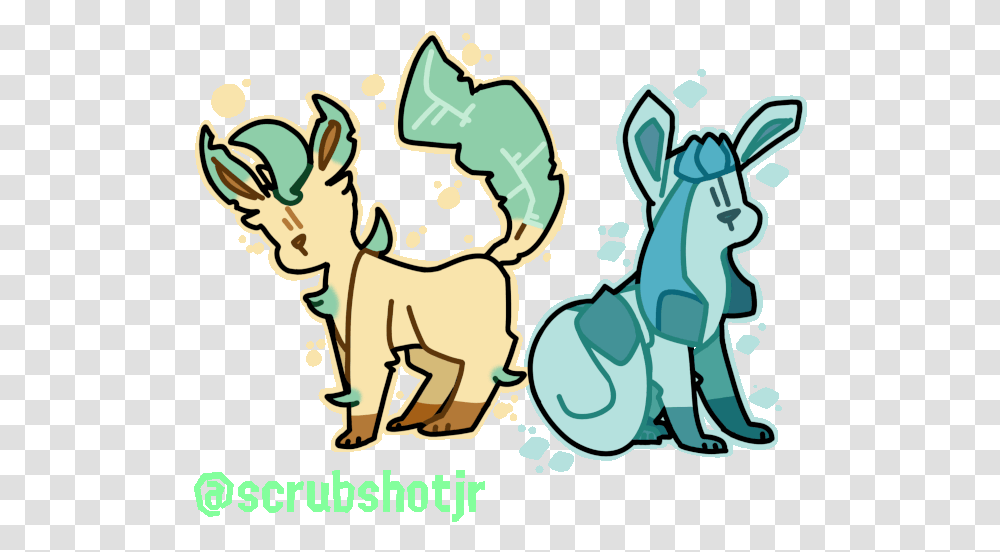 Leafeon And Glaceon Pokmon Ultra Sun Moon Amino Animal Figure, Graphics, Art, Poster, Advertisement Transparent Png