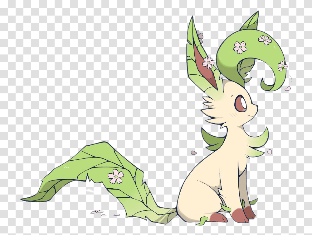 Leafeon Sticker By Mast Cherry Blossom Leafeon, Graphics, Art, Plant, Animal Transparent Png