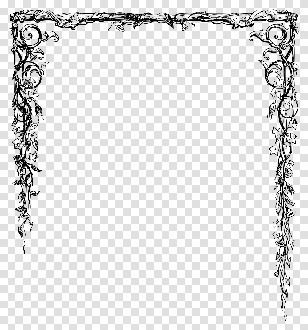 Leafy Half Border Clip Arts Fancy Borders, Gray, World Of Warcraft Transparent Png