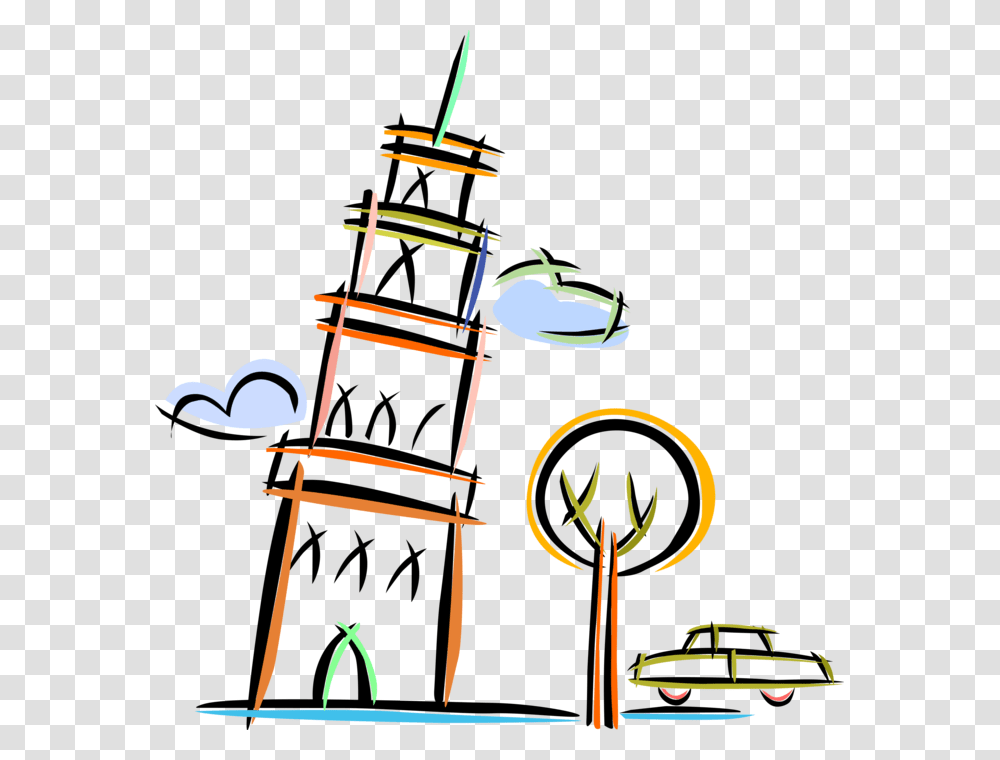 Leaning Tower Of Pisa Italy, Bow, Label, Tree Transparent Png
