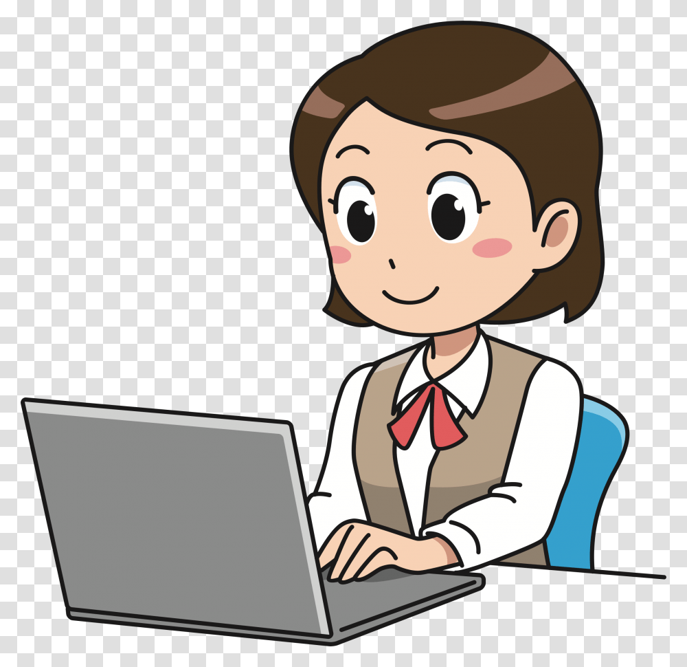 Learn Clipart Girl Internet Computer, Pc, Electronics, Laptop, Worker Transparent Png