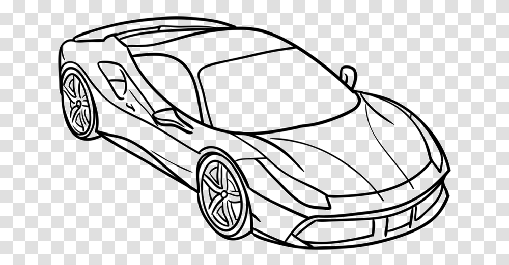Learn Easy To Draw Ferrari 488 Gtb Step Lamborghini Gallardo, Car, Vehicle, Transportation, Wheel Transparent Png