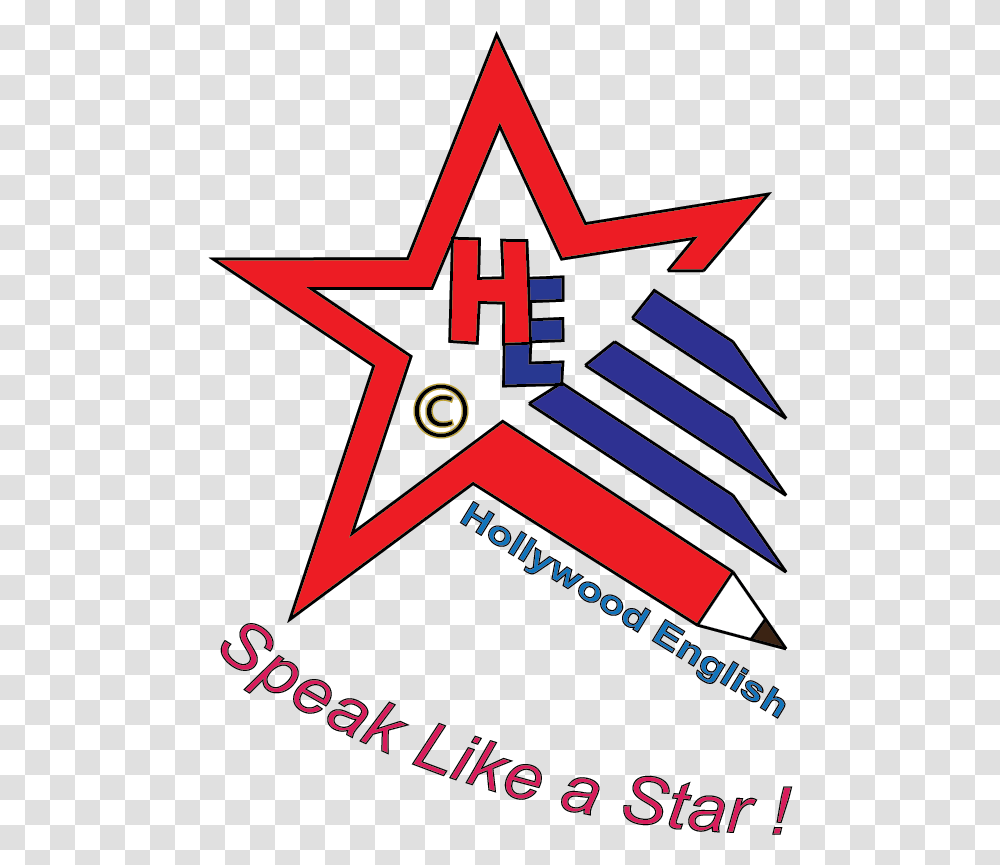 Learn Hollywood English On Skype, Star Symbol, Cross, Poster Transparent Png