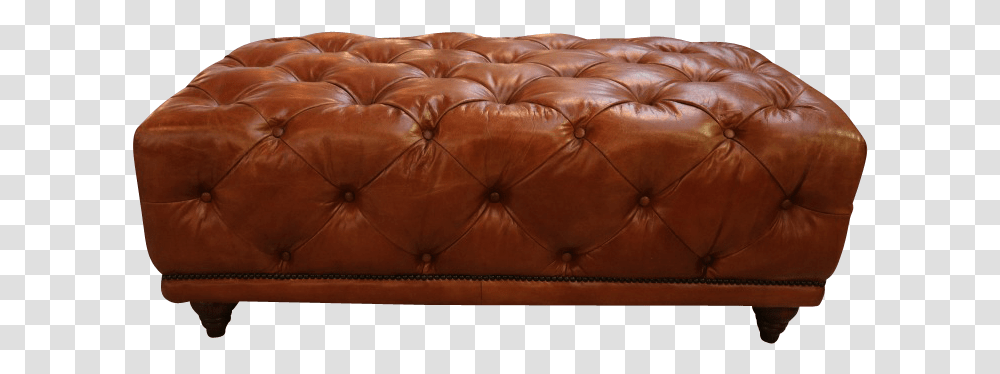 Leather Chesterfield Ottoman, Furniture, Cushion Transparent Png