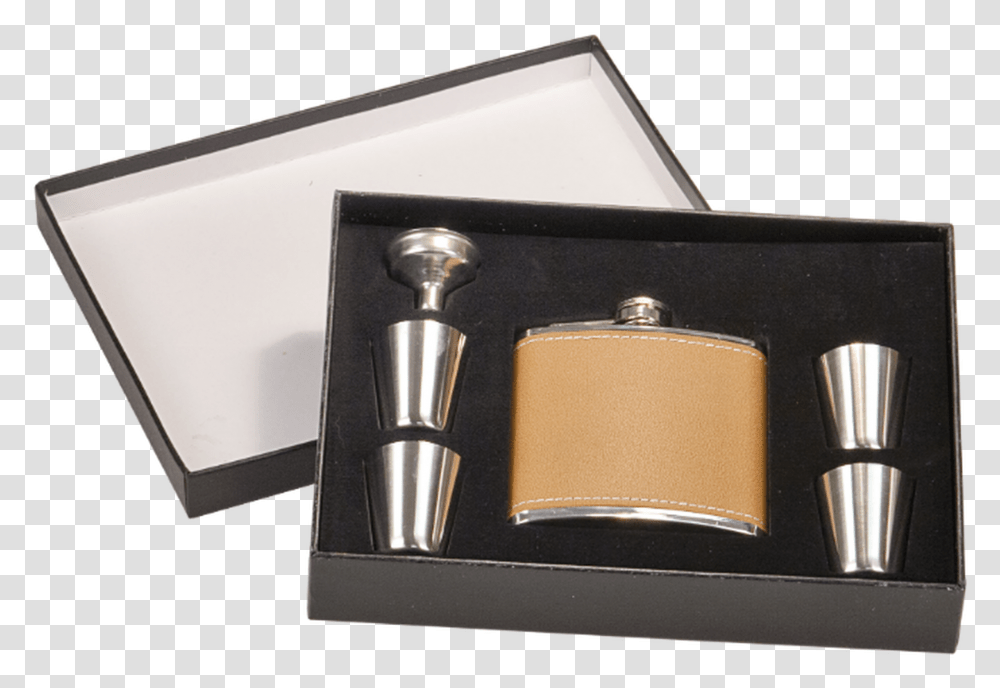Leather Flask Set In Black Presentation Box W4 Shot, Buckle, File Folder, File Binder Transparent Png