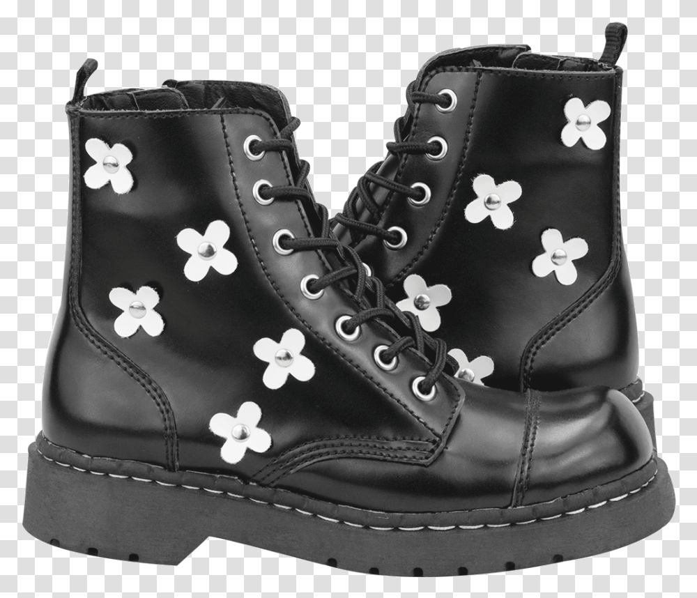 Leather Flower Combat Boots Flower Tuk Boots, Apparel, Shoe, Footwear Transparent Png
