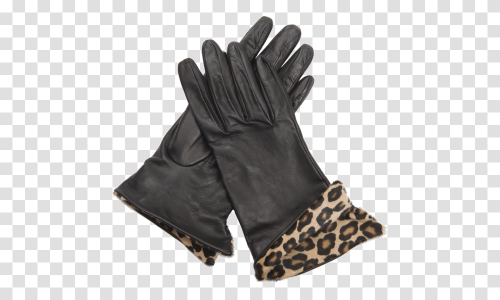 Leather Gloves With Leopard Print, Apparel, Person, Human Transparent Png
