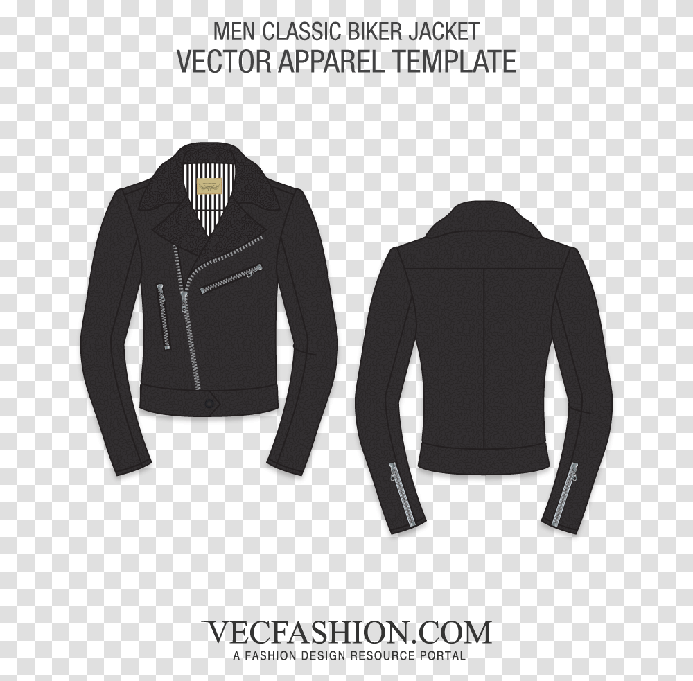 Leather Jacket Black Leather Jacket Template, Apparel, Sweatshirt, Sweater Transparent Png