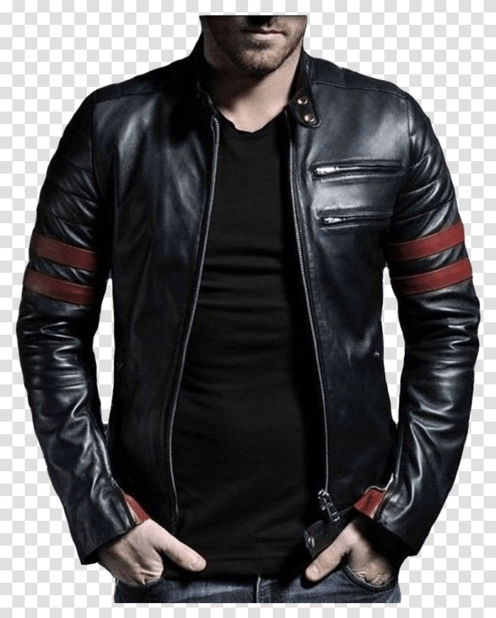 Leather Jacket For Men Image Download Leather Jacket, Apparel, Coat Transparent Png