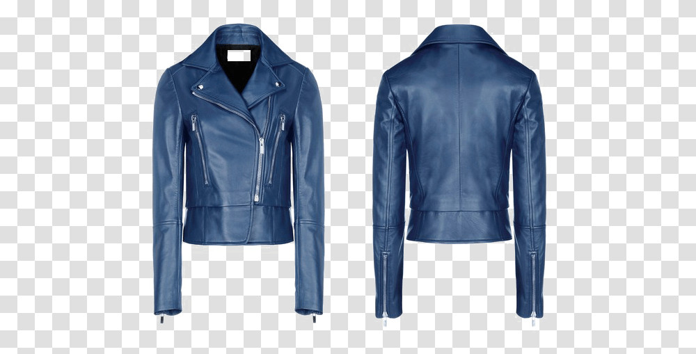 Leather Jacket Ladies Download Image Blue Leather Jacket Womens Biker, Apparel, Coat, Person Transparent Png
