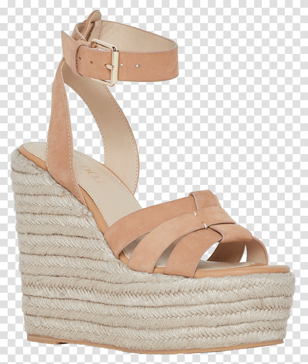 Leather Strap Wedge In Colour Tan High Heels, Sandal, Footwear, Apparel Transparent Png