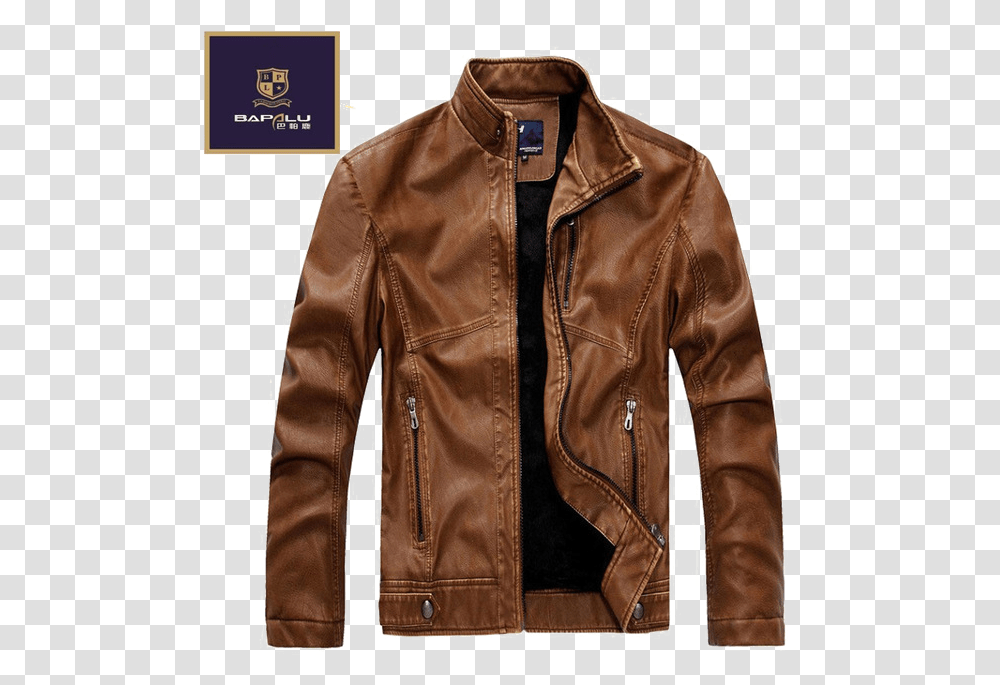 Leather Winter Coat Download Image Casual Chinese Collar Leather Jacket Mens, Apparel Transparent Png