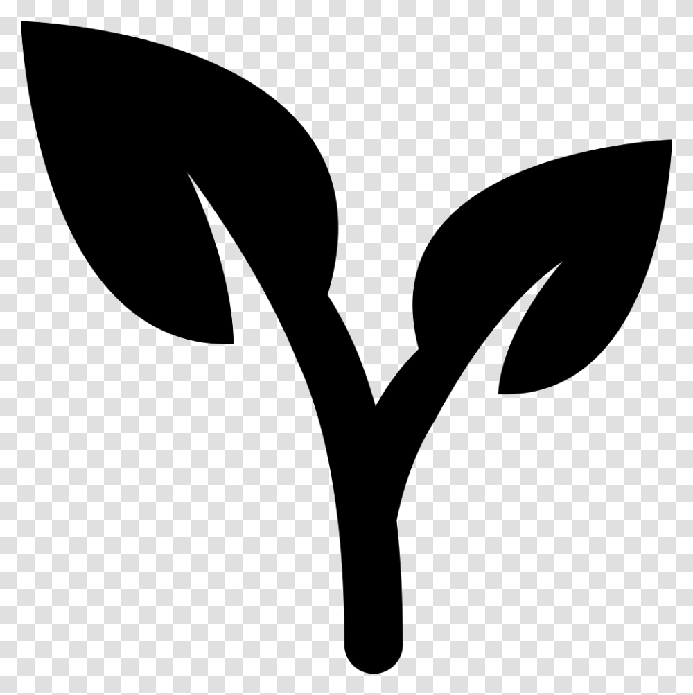 Leaves Of A Plant Plant Icon Black And White, Stencil, Silhouette Transparent Png