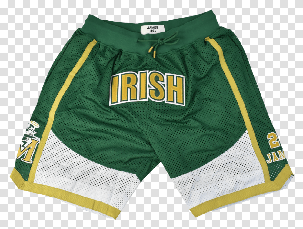 Lebron James Fighting Irish Front Logo Basketball Shorts Board Short, Clothing, Apparel, Shirt, Rug Transparent Png