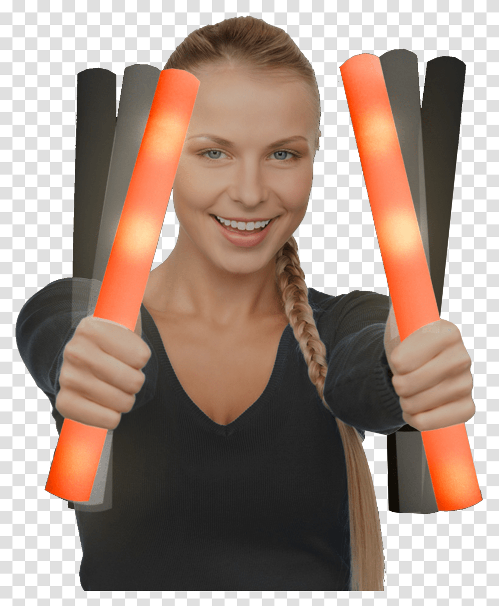 Led Foam Stick Baton Supreme Glow Stick, Person, Face, Finger Transparent Png