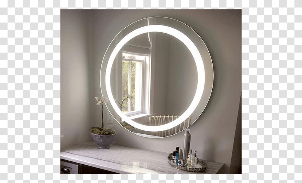 Led Front Round Mirror Bathroom Transparent Png