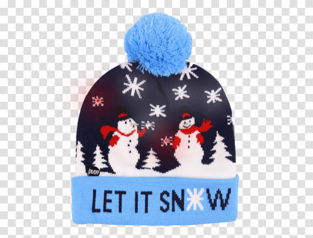 Led Light Up Knitting Christmas Let It Snow Hat Christmas Day, Apparel, Cap Transparent Png