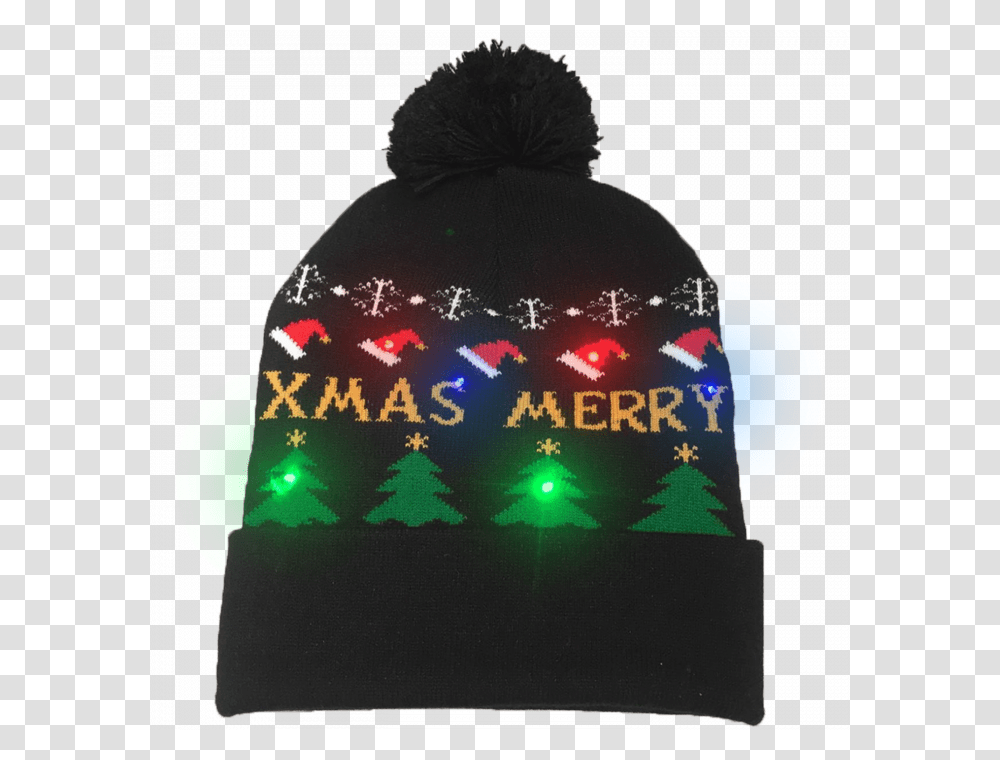 Led Light Up Knitting Merry Christmas Hat Beanie, Apparel, Cap, Hoodie Transparent Png