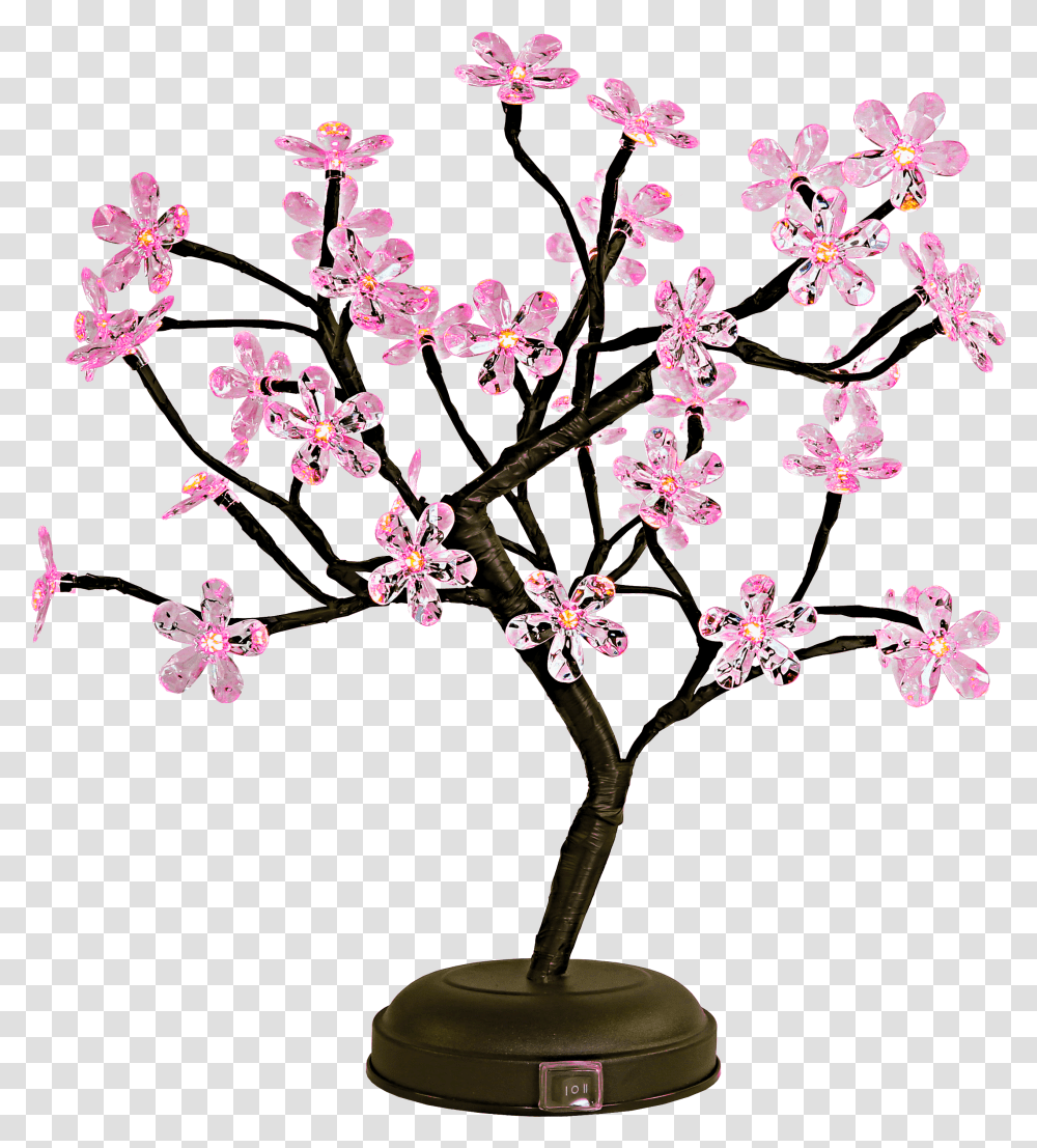 Led Pink Cherry Blossom Tree Light, Plant, Flower, Vase, Jar Transparent Png
