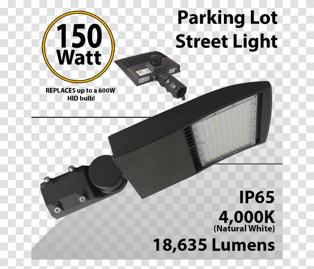 Led Street Light Parking Lot 150w 18635lm 4000k Ul Ip65 Dlc Light Fixture, Lighting, Tool, Clamp, Spotlight Transparent Png