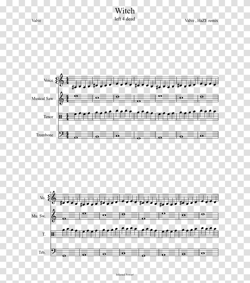 Left 4 Dead Sheet Music, Gray, World Of Warcraft Transparent Png