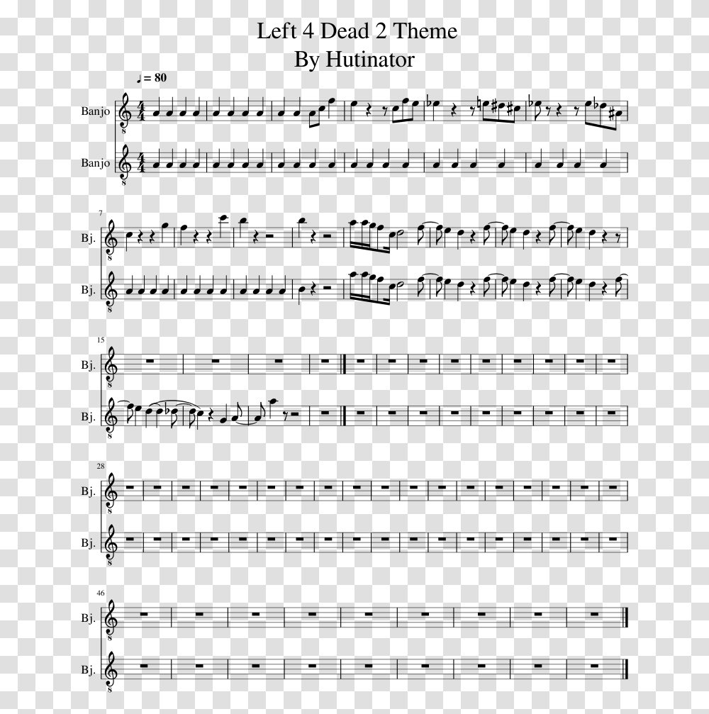 Left 4 Dead Theme Sheet Music, Gray, World Of Warcraft Transparent Png