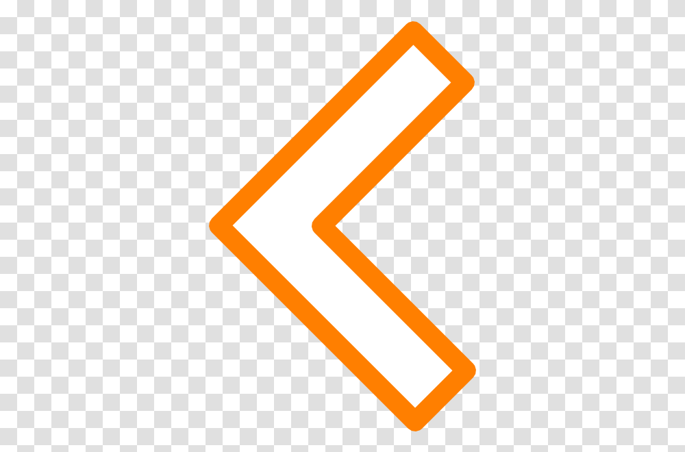 Left Arrow Orange Image Left Arrow Orange, Symbol, Text, Sign, Triangle Transparent Png