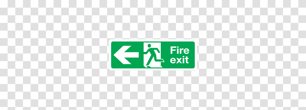 Left Fire Exit Sign Sticker, Road Sign, Recycling Symbol Transparent Png
