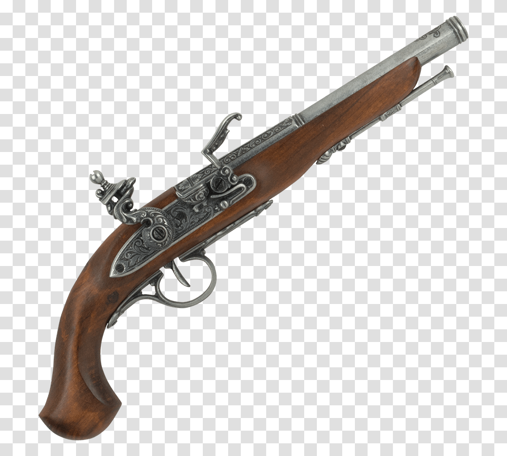 Left Handed Grey English Flintlock Pistol 19 Century Dueling Pistol, Weapon, Weaponry, Gun, Rifle Transparent Png