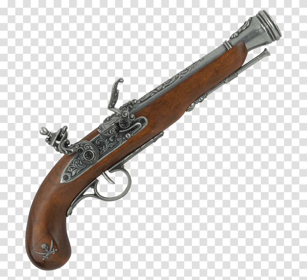 Left Handed Grey Pirate Flintlock Pistol Pistol, Axe, Tool, Weapon, Weaponry Transparent Png