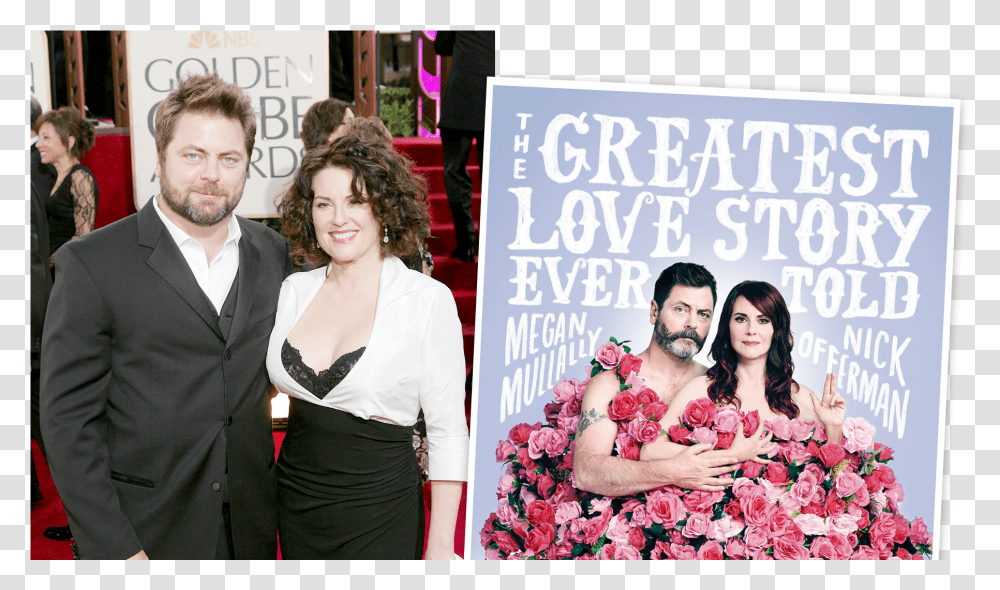 Left Nick Offerman And Megan Mullally At The 2005 Golden, Person, Human, Suit, Overcoat Transparent Png