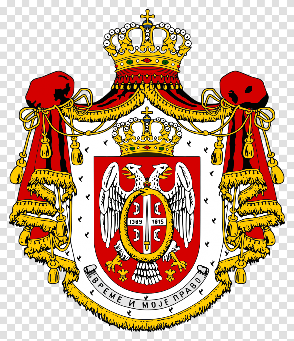 Left Tilted King And Queen Crown Clipart Picture Standard Flag Of Serbia, Logo, Trademark, Emblem Transparent Png
