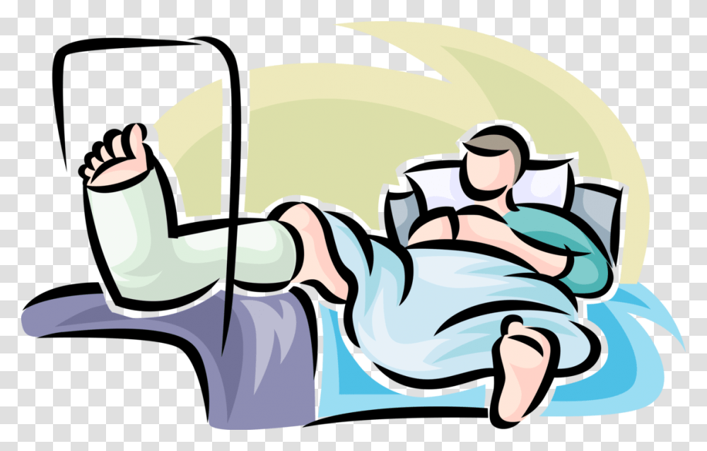 Leg Vector Illustration Cartoon In Hospital Bed, Drawing, Outdoors, Pillow, Sleeping Transparent Png
